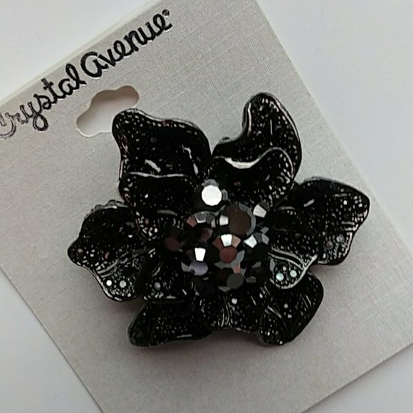 SILVER ROSE PENDANT WITH RHINESTONES - Picture 2 of 2